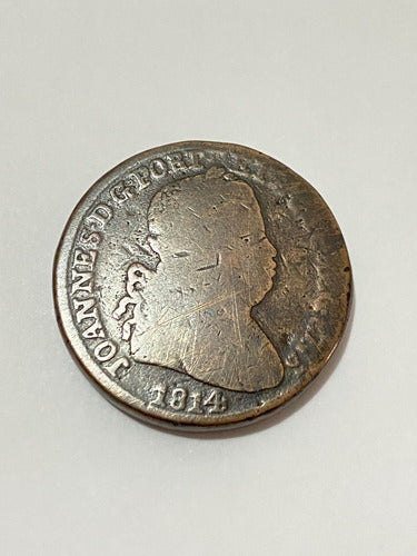 Moeda Antiga Portugal 1814 40 Réis Pataco Bronze