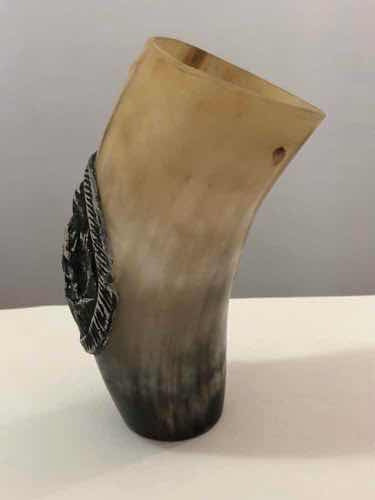 Copo Chifre De Boi Com Desenho Peão Cowboy Antigo