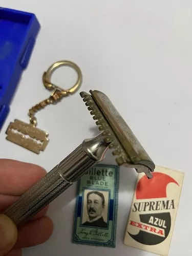 Antigo Barbeador Lâmina Gillette Blue Blade
