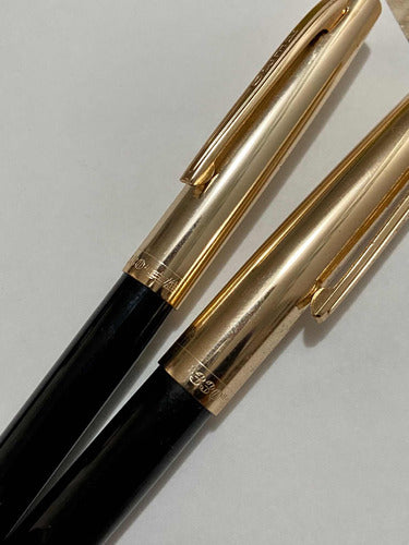 Conjunto Canetas Hero 330 Douradas Antigas C/ Estojo