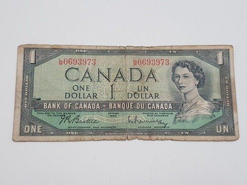 Cédula Antiga One Dollar Canada 1954