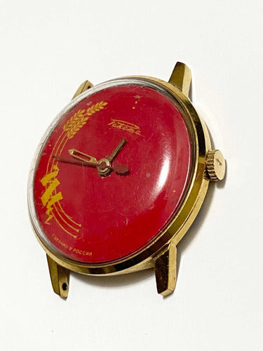 Relógio Antigo Raketa Fabricado Na Russia Dourado E Vermelho