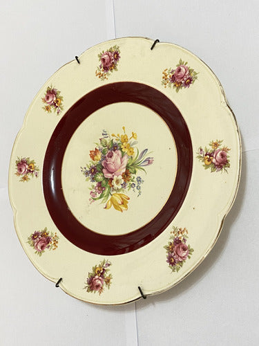 Prato Porcelana Inglesa Woods Ivory Ware C/ Decoração Floral