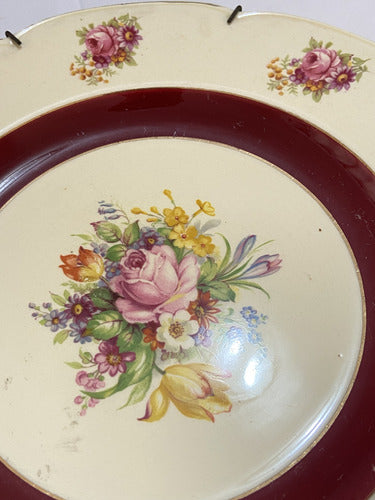 Prato Porcelana Inglesa Woods Ivory Ware C/ Decoração Floral