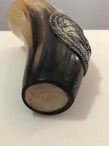 Copo Chifre De Boi Com Desenho Peão Cowboy Antigo