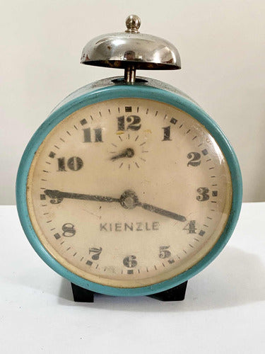 Relogio Despertador Antigo Kienzle Verde E Prata