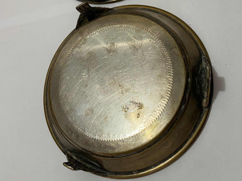 Bandeja Antiga Em Metal Dourado Com Desenhos