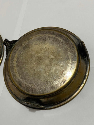 Bandeja Antiga Em Metal Dourado Com Desenhos