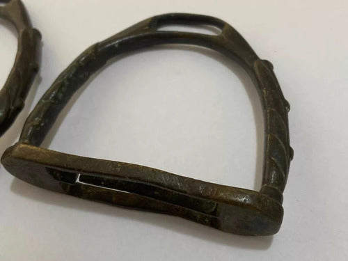 Par Estribo De Bronze Antigo