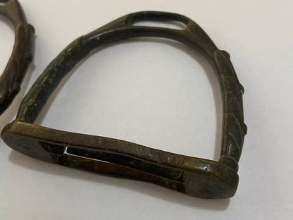 Par Estribo De Bronze Antigo