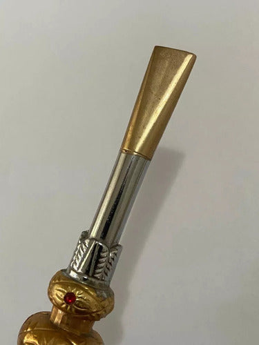 Bomba Para Chimarrão Antiga Em Metal Com Zirconia Vermelha