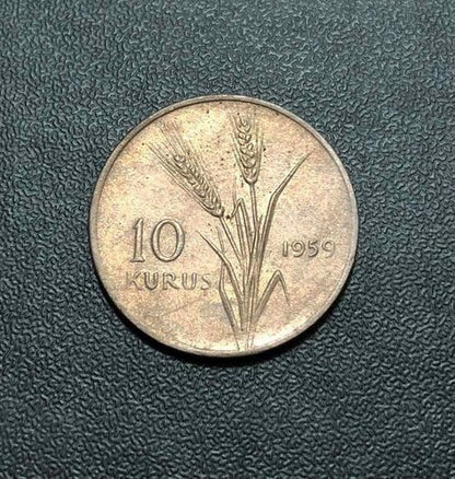 Moeda Antiga De Bronze 1959 Turquia 10 Kurus