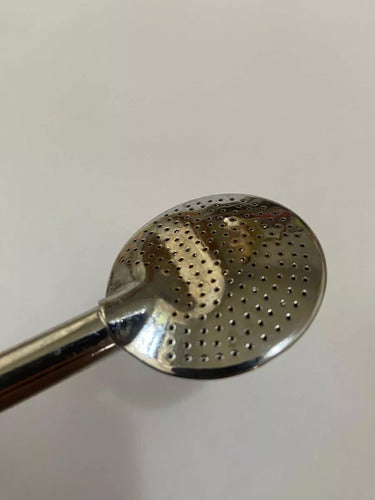 Bomba Para Chimarrão Antiga Em Metal Com Zirconia Vermelha