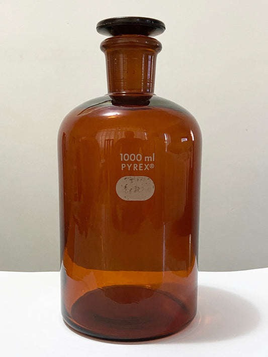 Antigo Frasco De Vidro De Farmácia Âmbar Marca Pyrex 1000ml