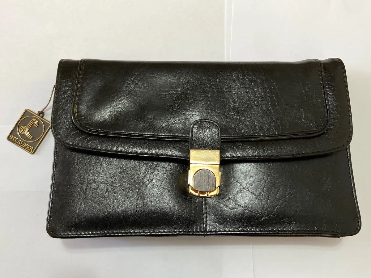 Carteira Clutch Antiga H. Laufer Couro Preto Preto