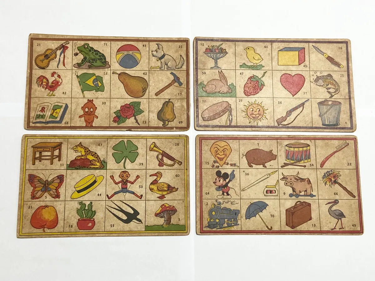 Cartelas Antigas Loto / Bingo Ilustradas 4 Uni