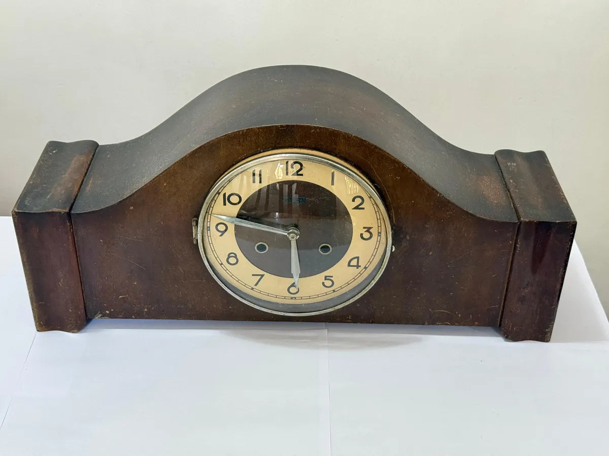 Relógio Antigo De Mesa Carrilhão Schattan Em Madeira Marrom