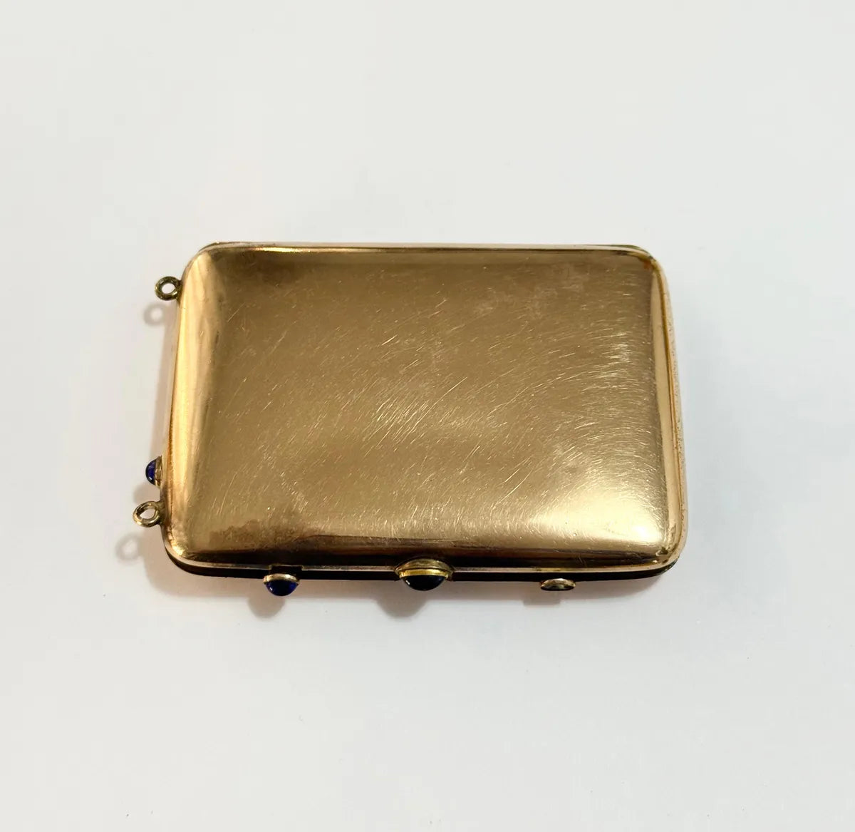 Estojo Porta Cartões Antigo W&H Co Banhado A Ouro Com Pedras