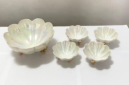 Antigo Conjunto Para Sobremesa Anos 40 Em Porcelana Nacarada