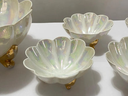 Antigo Conjunto Para Sobremesa Anos 40 Em Porcelana Nacarada