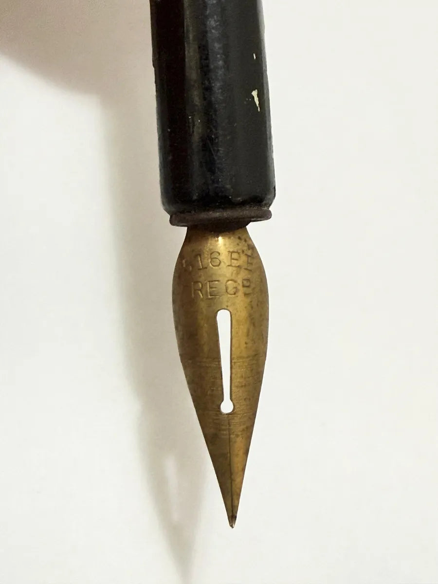 Tinteiro Antigo Em Madeira Marchetaria Completo Com Caneta