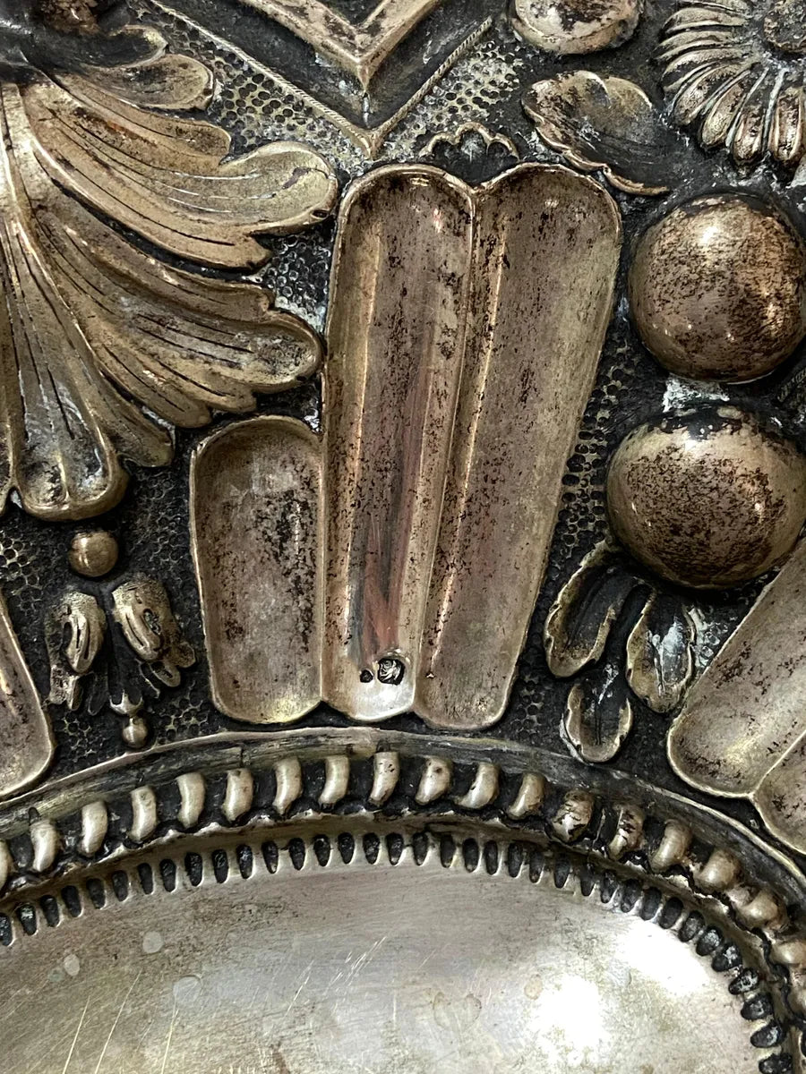 Antiga Cesta Em Prata Portuguesa Contrastada Águia 756g
