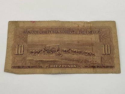 Cédula Antiga 1939 Uruguai 10 Diez Pesos Serie C
