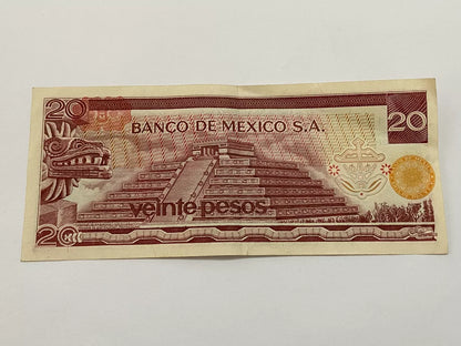 Cédula Antiga 1977 México 20 Pesos