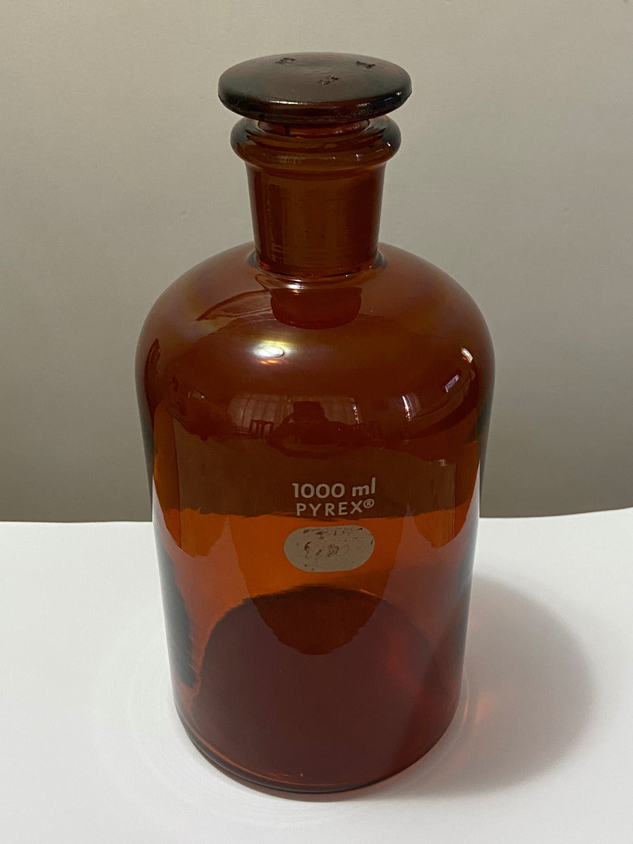 Antigo Frasco De Vidro De Farmácia Âmbar Marca Pyrex 1000ml