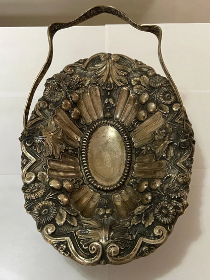 Antiga Cesta Em Prata Portuguesa Contrastada Águia 756g