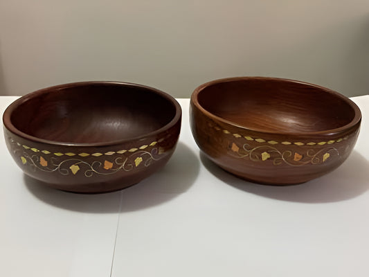 Tigelas Antigas De Jacarandá Com Detalhes Em Metal