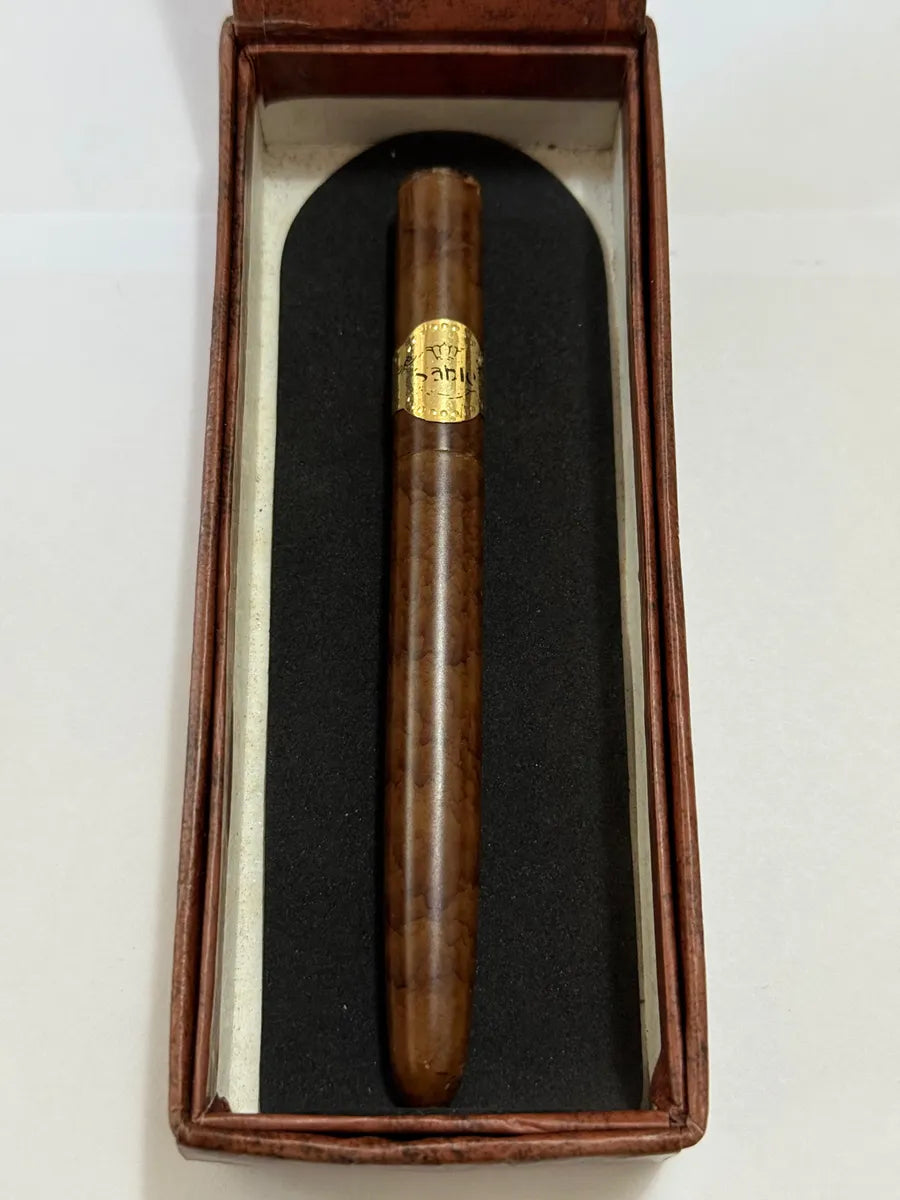 Antiga Caneta Sable Formato Charuto Com Estojo Marrom