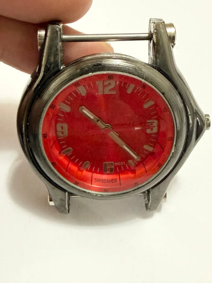 Relógio Suíço Antigo Swiss Made - Mostrador Vermelho