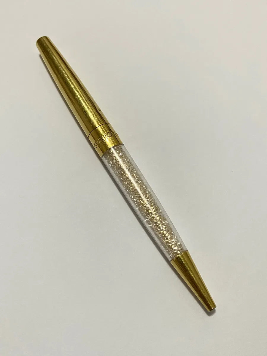 Caneta Swarovski Original Dourada Com Cristais Dourado Preto
