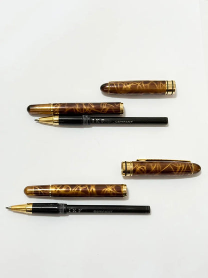 Conjunto Canetas Antigas Taiwan Marmorizadas Com Estojo Refil