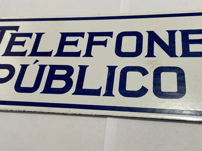 Placa Antiga Telefone Público Cia Telefônica Brasileira Branco
