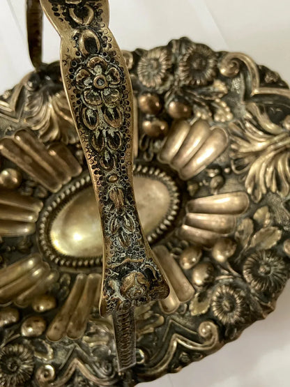 Antiga Cesta Em Prata Portuguesa Contrastada Águia 756g