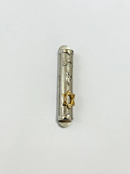Porta Mezuzá Metálico Com Estrela De Davi - Decorativo 5,8cm Prateado