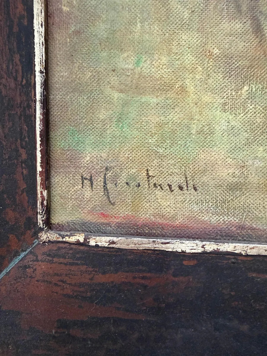 Quadro Antigo Cristo Coroa De Espinhos Pintura Ost Assinada