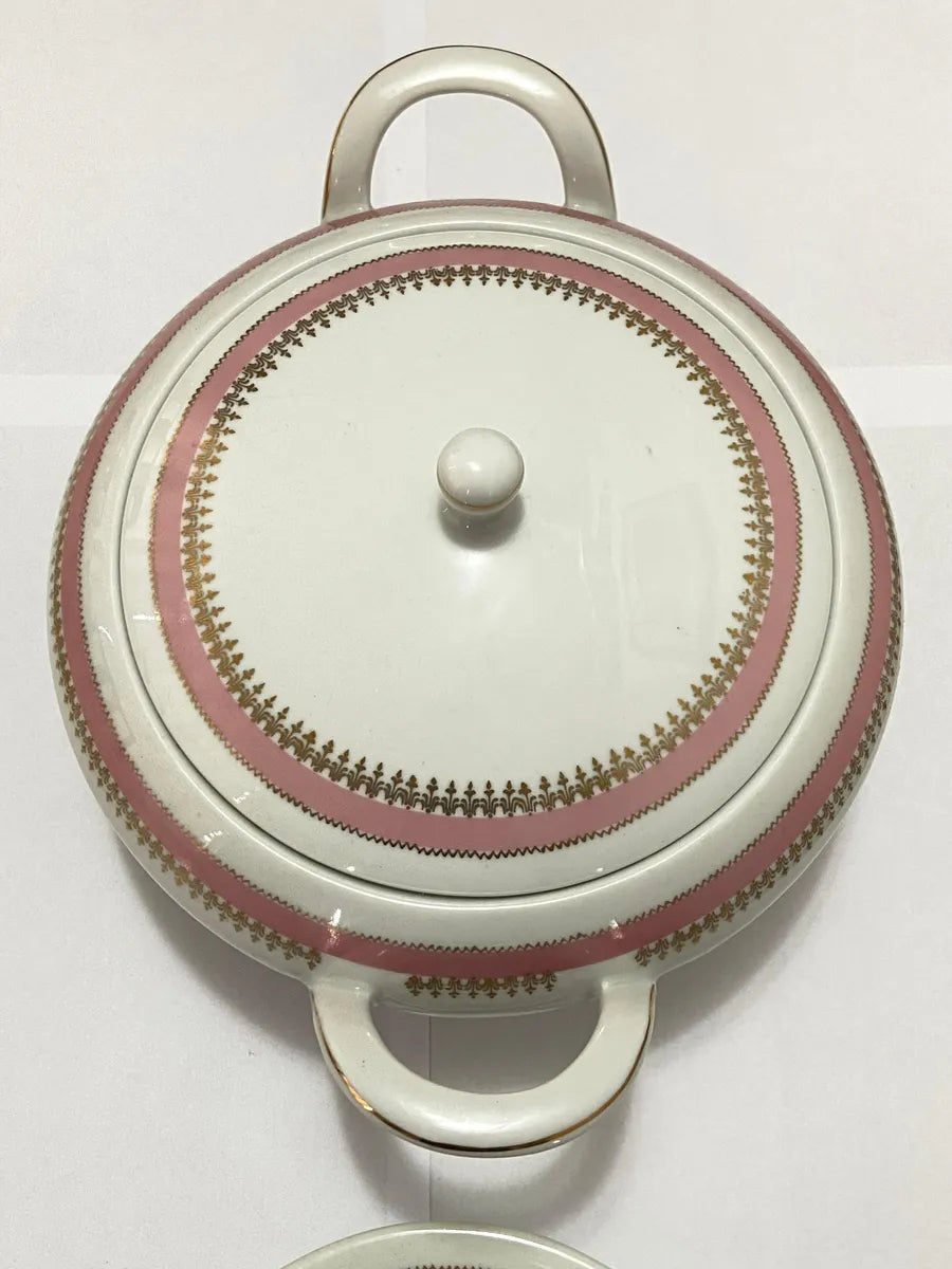 Conjunto Antigo Sopeira E Molheira Em Porcelana Steatita