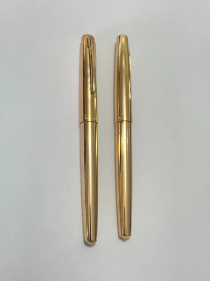 Kit Canetas Antigas Hero Wing Sung Douradas Com Estojo