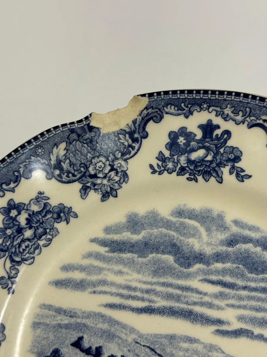 Prato Antigo Johnson Bros Chatsworth Azul Cerâmica Inglesa - Azul E Branco