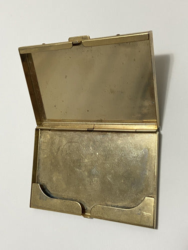 Porta Cartao Antigo Em Metal Dourado