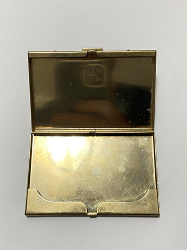Porta Cartao Antigo Em Metal Dourado