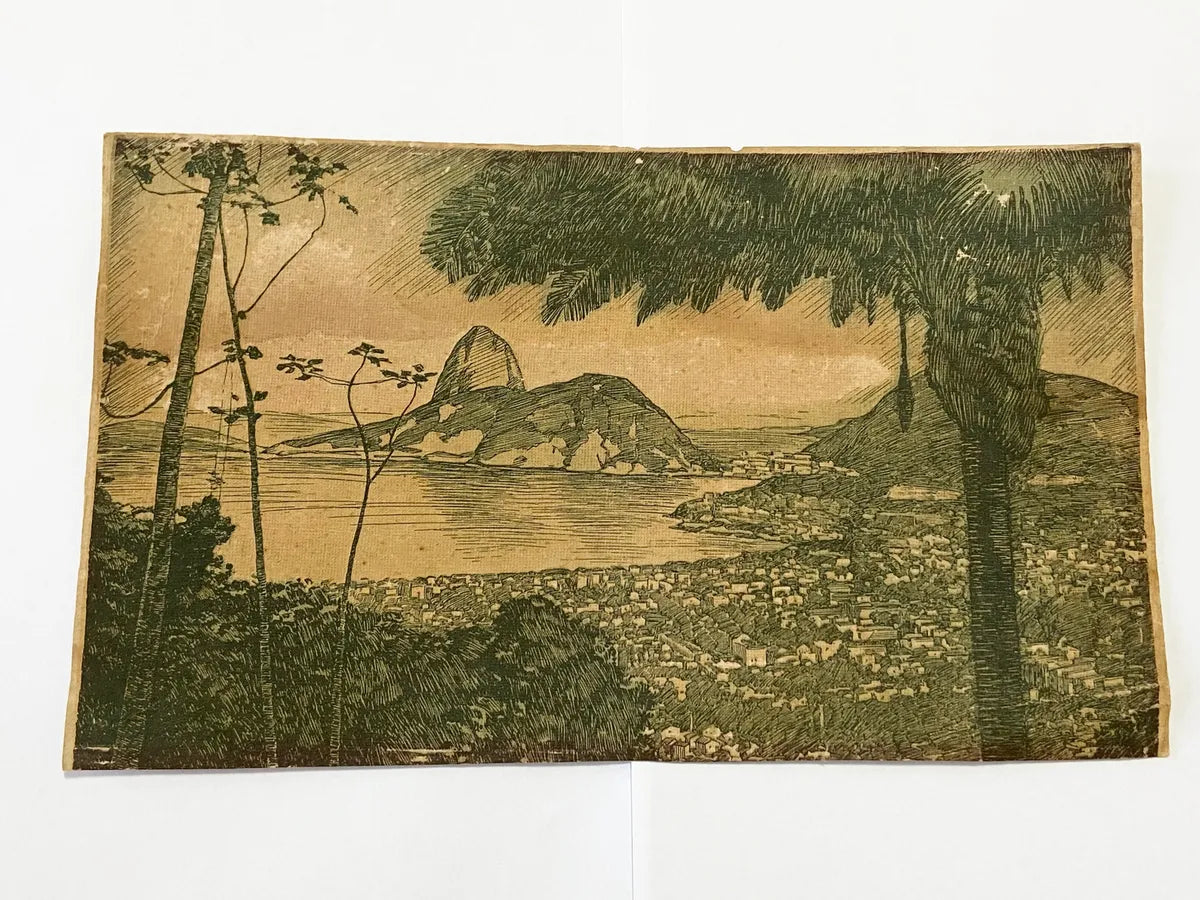 Gravura Antiga Pão De Açucar - Rio De Janeiro 28x16,5cm