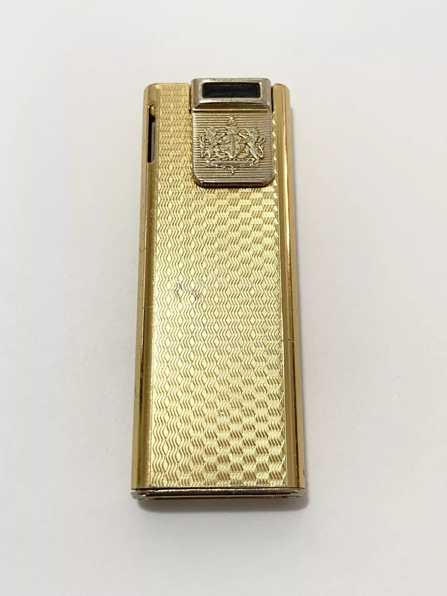 Isqueiro Antigo Japonês Riena Japan Dourado Brasão Leões