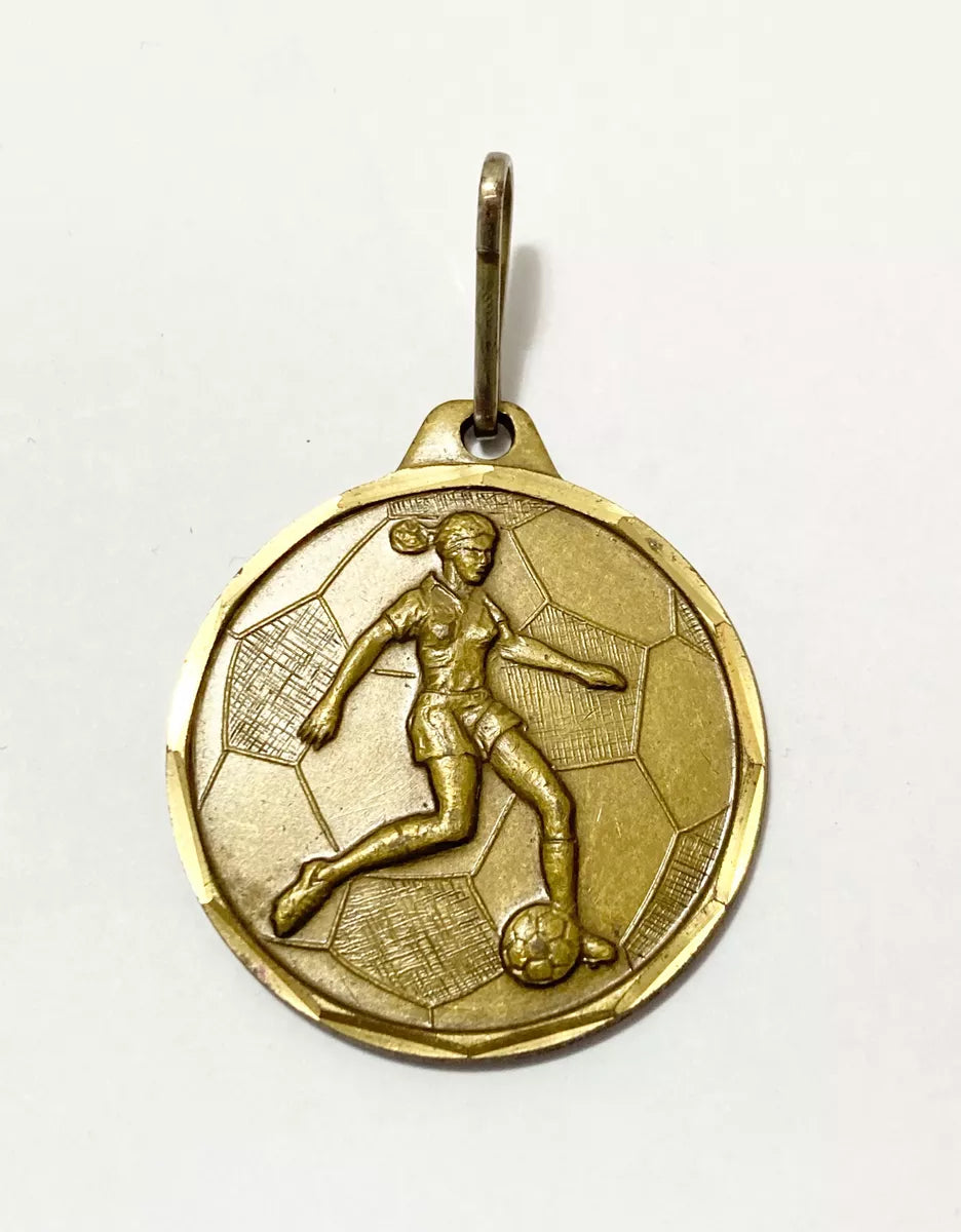 Medalha Antiga Dourada Futebol Feminino