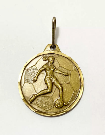 Medalha Antiga Dourada Futebol Feminino