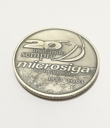 Medalha 20 Anos Microsiga Prata 900 Casa da Moeda 65g