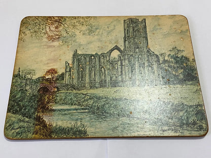 Placa Antiga Inglesa Arte De Alex Jawdokimow 1973 Fountains Inglaterra Antiga